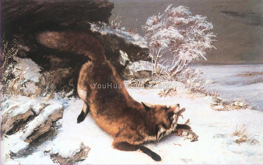 The Fox in the Snow - 古斯塔夫·库尔贝
